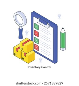 Inventory Control isometric Colored illustration. EPS File stock illustration