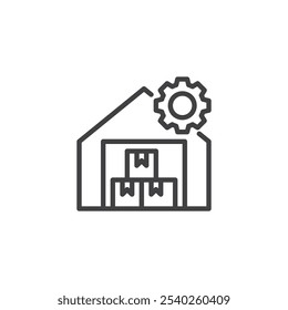 Ícone da linha de Controle de Inventário. sinal de estilo linear para conceito móvel e web design. Gerenciando o ícone de vetor da estrutura de tópicos de qualidade do inventário. Símbolo, ilustração de logotipo. Gráficos vetoriais