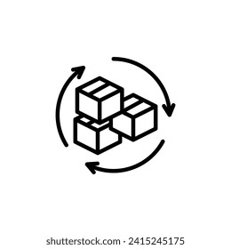 Inventory Control Vector Line Icon Illustration.