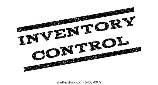 Inventory Control watermark stamp. Text tag between parallel lines with grunge design style. Rubber seal stamp with unclean texture. Vector black color ink imprint on a white background.