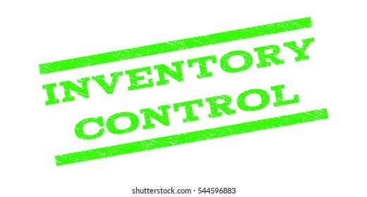 Inventory Control watermark stamp. Text tag between parallel lines with grunge design style. Rubber seal stamp with dirty texture. Vector light green color ink imprint on a white background.