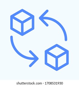 Inventory exchange icon. Return parcel sign. Package tracking symbol. Round and thin vector illustration of the returning package symbol. 