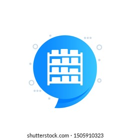 inventory icon, boxes on shelves