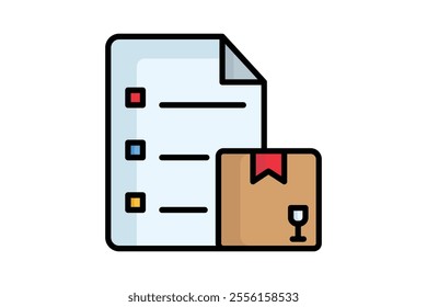 Inventory icon. colored outline icon style. document with product. icon related to procurement. procurement management elements vector illustration