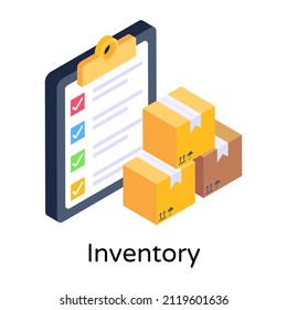 Inventory Icon In Editable Isometric Design

