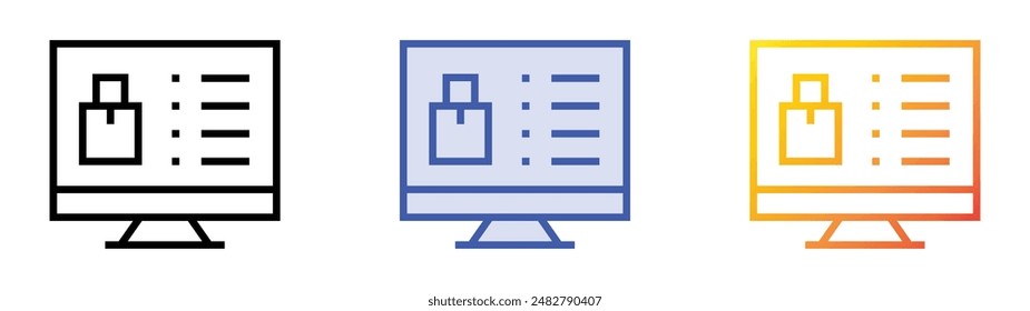 icono de inventario. Diseño de estilo de relleno lineal, azul y degradado aislado sobre fondo blanco