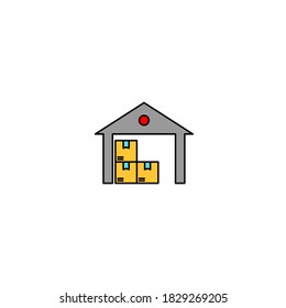 Inventarsymbol. Logistik- und Liefersymbol. hat das Farbsymbol ausgefüllt. einfach, flach, umrissen.