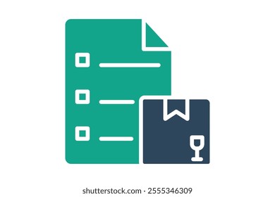 Inventory icon. solid icon style. document with product. icon related to procurement. procurement management elements vector illustration