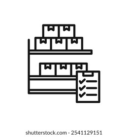 Ícone InventárioIlustração de linha fina plana