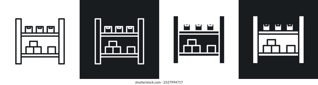 Ícone de inventário ícone de vetor definir estilo com preenchimento e contorno em preto.