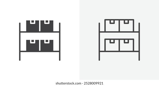 Ícone de inventário ícone de vetor definido em preto e branco.