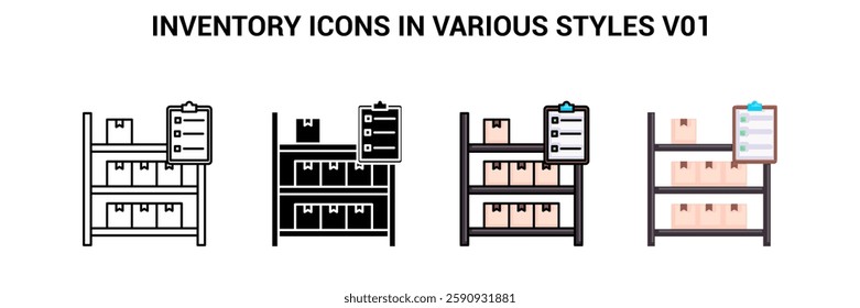 Inventory icon visualized simply Line, Filled, Color, Flat style.