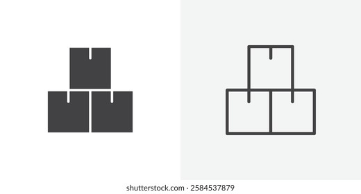 Inventory icons vectors illustrations in black fill and liner versions