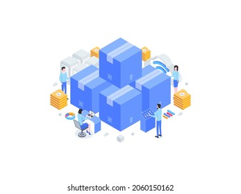 Inventory Isometric Flat Illustration. Suitable for Mobile App, Website, Banner, Diagrams, Infographics, and Other Graphic Assets.