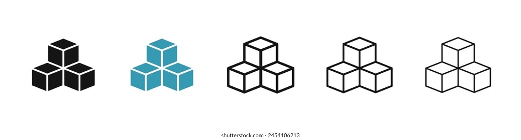 Conjunto de iconos de línea de inventario. icono de control de caja de producto de almacenamiento para diseños de interfaz de usuario.