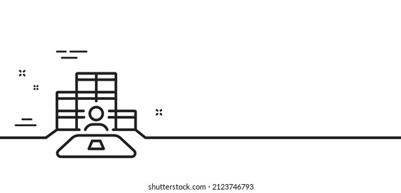 Inventory line icon. Warehouse manager sign. Wholesale boxes symbol. Minimal line illustration background. Inventory line icon pattern banner. White web template concept. Vector