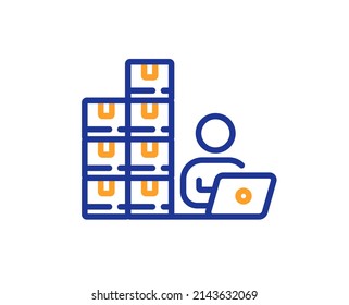 Inventory line icon. Warehouse manager sign. Wholesale operator symbol. Colorful thin line outline concept. Linear style inventory icon. Editable stroke. Vector