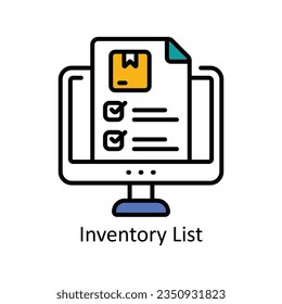 Inventory List Filled Outline Icon Design illustration. Product Management Symbol on White background EPS 10 File