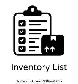 An inventory list glyph icon design 