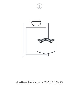 Ilustração de vetor de símbolo de ícone Lista de inventário isolada no plano de fundo branco