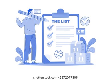 Inventory List Illustration concept. A flat illustration isolated on white background