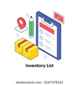 Inventory List isometric Colored illustration. EPS File stock illustration