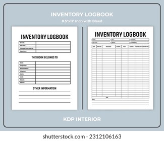 Inventory Logbook for KDP Interior