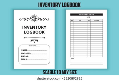 Inventory logbook. Low content kdp interior design template. Sales logbook
