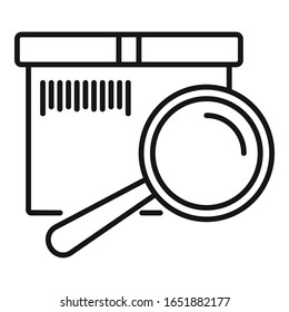 Inventory magnifier icon. Outline inventory magnifier vector icon for web design isolated on white background