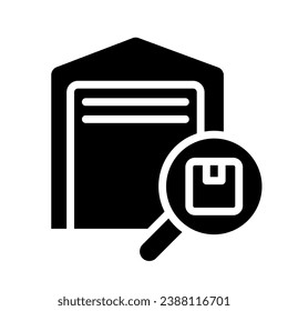 Inventory management black glyph icon. Goods storage. Stock control. Warehouse management. Delivery service. Silhouette symbol on white space. Solid pictogram. Vector isolated illustration