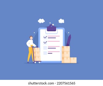 Inventory Management And Inventory Control. Stock Take. Physical Verification Of The Quantity And Condition Of Goods Held In Inventory. A Warehouse Staff Controls The Number Of Items In The Warehouse