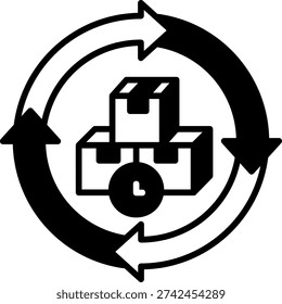 Inventory Management Cycle Icon with Boxes