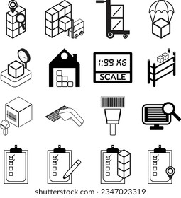 Inventory Management Drop box store barcode scanner and todo list of product icon for manufacturer and business