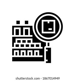 vector de icono de glifo de administración de inventarios. signo de administración de inventario. símbolo de contorno aislado ilustración negra