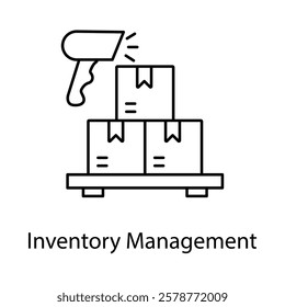 Inventory Management Icon – Boxes Stacked with a Barcode Scanner, Indicating Stock Monitoring