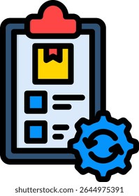 Ilustração do vetor de cores lineares do ícone de gerenciamento de inventário
