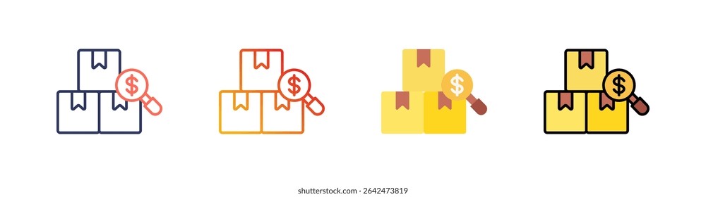 Conjunto de ícones de vários estilos de inventário - vetor