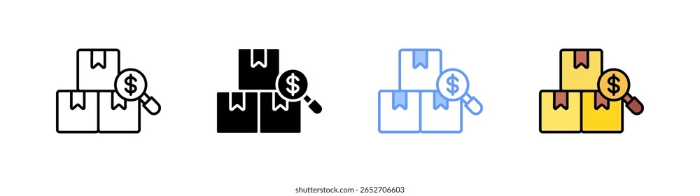 Conjunto de ícones de vários estilos de inventário - vetor