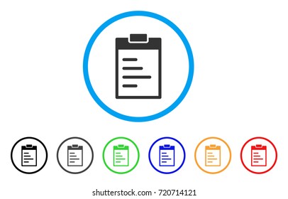 Inventory Pad rounded icon. Style is a flat inventory pad grey symbol inside light blue circle with black, gray, green, blue, red, orange versions. Vector designed for web and software interfaces.