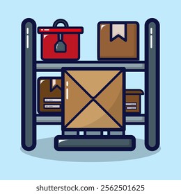 Inventory racks icon. Logistic and delivery services concept. Isolated on premium design.  Flat cartoon vector illustration. 