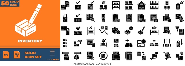 Inventory Solid Editable Icons set. Vector illustration in modern thin solid style of inventory icons: distribution, shipping, transportation, etc
