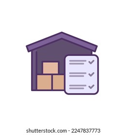 inventory, stock icon with a warehouse