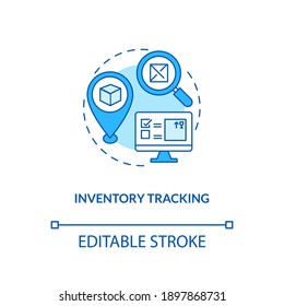 Inventory tracking concept icon. Warehouse management components. Ensuring that supply is available. Business idea thin line illustration. Vector isolated outline RGB color drawing. Editable stroke