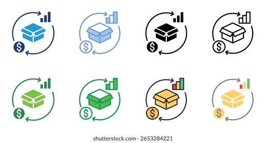 Ícones de Rotatividade do Inventário Definir Coleção de Vários Estilos de Vetor