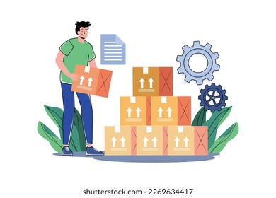 Concepto de ilustración de unidad de inventario sobre fondo blanco