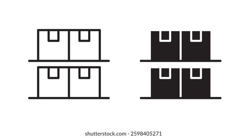Inventory vector icon set in black color.