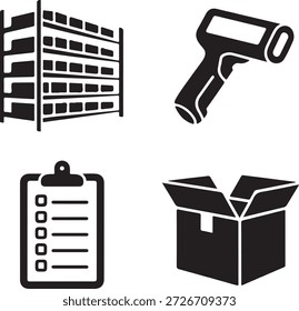Iconos de gestión de inventario y almacén
