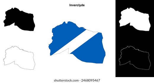Inverclyde blank outline map set