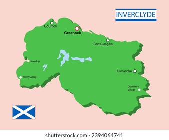 Inverclyde region map in Scotland. Vector illustration