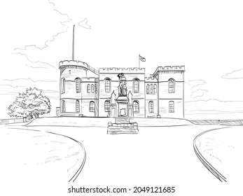 Inverness Castle. Scotland. Hand drawn city sketch. Vector illustration.